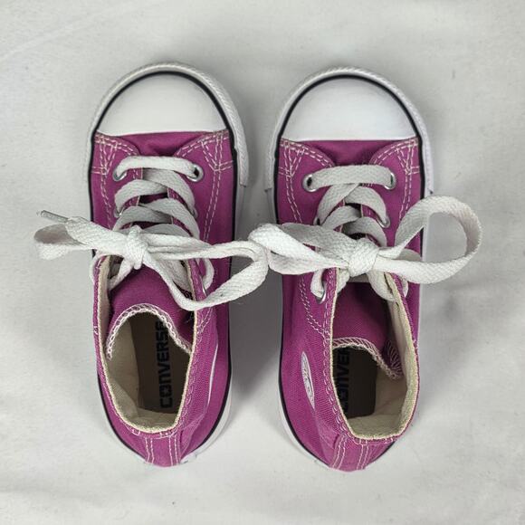CONVERSE INFANT CHUCK TAYLOR HIGH-TOPS – PINK CANVAS – SIZE US 8 – CLASSIC STYLE - Picture 5 of 8